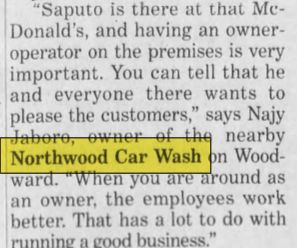 Northwood Car Wash - Apr 1999 Article Mentioning Owner